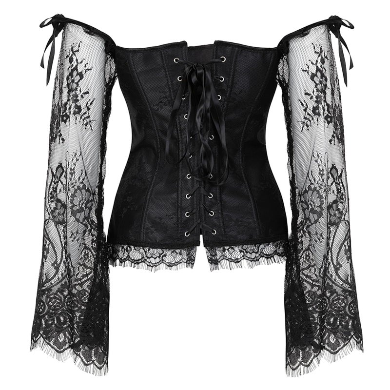 Zhitunemi Corset Tops For Women Renaissance: Womens Halloween Costume Corset Renaissance Fair - Historical Reenactment Events X-Large Black - Image 3